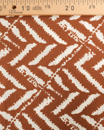 Viscose Imprimée Motif Ethnique Chevron Cacao - Mercerine
