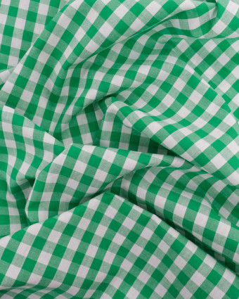 Tissu Coton Vichy Vert Moyens Carreaux - Mercerine
