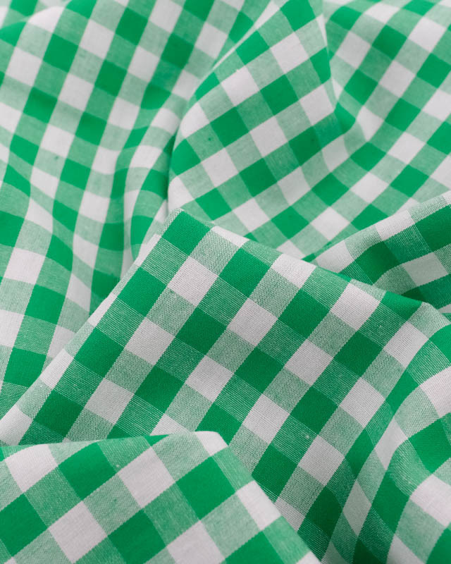 Tissu Coton Vichy Vert Moyens Carreaux - Mercerine