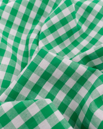 Tissu Coton Vichy Vert Moyens Carreaux - Mercerine
