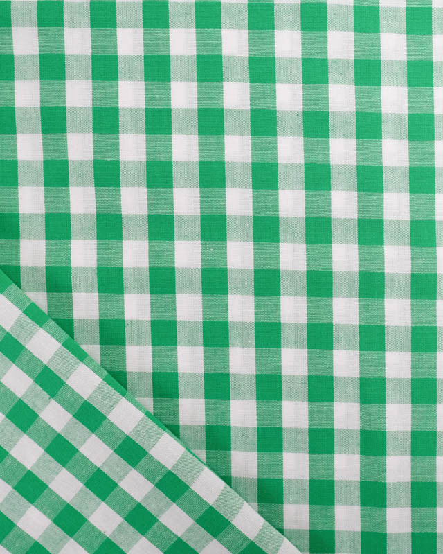 Tissu Coton Vichy Vert Moyens Carreaux - Mercerine