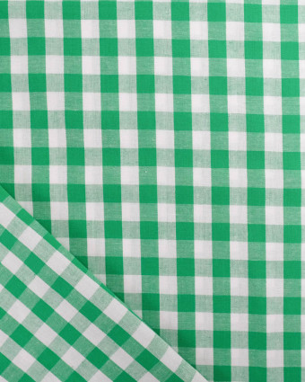 Tissu Coton Vichy Vert Moyens Carreaux - Mercerine