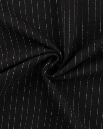 Tissu Jersey Noir Rayures Lurex Argent  - Mercerine