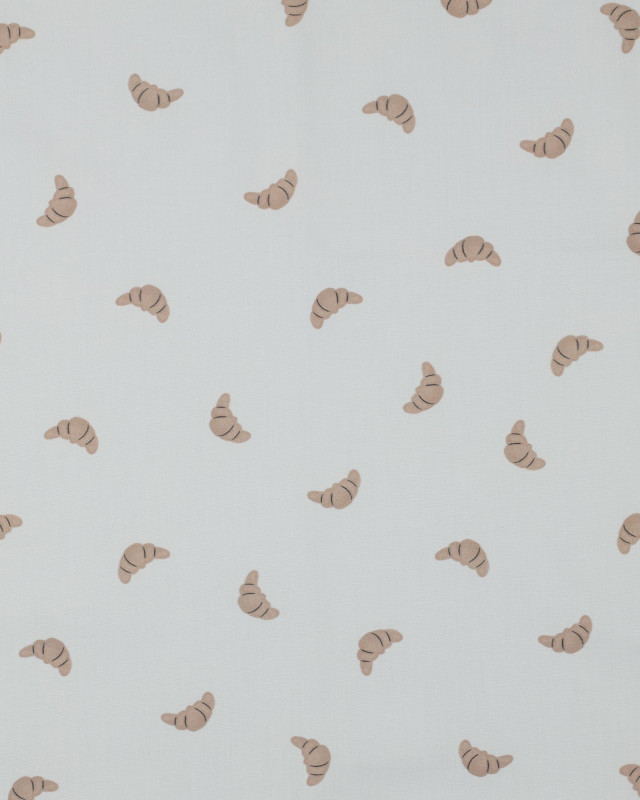 Tissu Popeline de Coton Croissant Fond Ecru - Mercerine