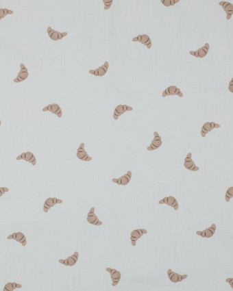 Tissu Popeline de Coton Croissant Fond Ecru - Mercerine