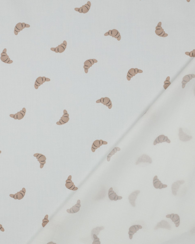 Tissu Popeline de Coton Croissant Fond Ecru - Mercerine