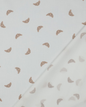 Tissu Popeline de Coton Croissant Fond Ecru - Mercerine