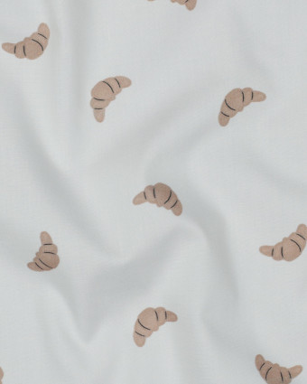 Tissu Popeline de Coton Croissant Fond Ecru - Mercerine