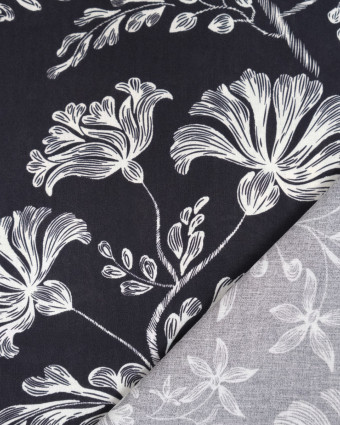 Popeline de Viscose Imprimée Victoire Noir Blanc - Mercerine