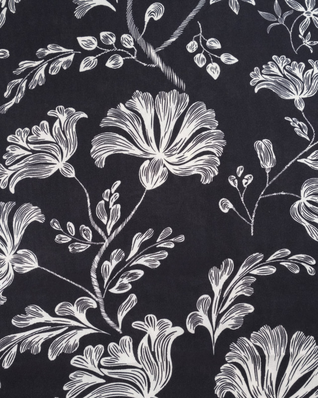 Popeline de Viscose Imprimée Victoire Noir Blanc - Mercerine