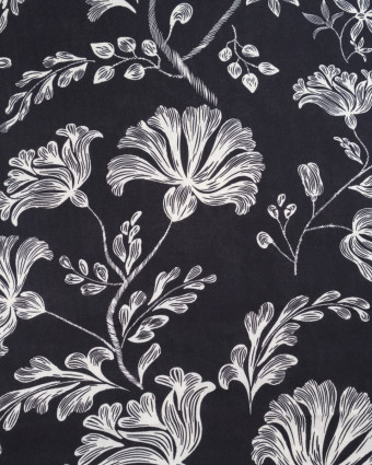 Popeline de Viscose Imprimée Victoire Noir Blanc - Mercerine
