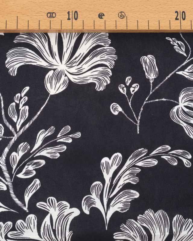 Popeline de Viscose Imprimée Victoire Noir Blanc - Mercerine