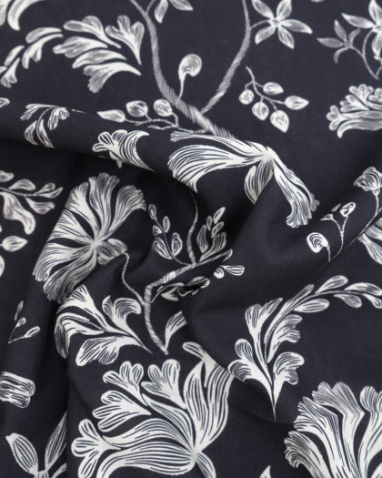 Popeline de Viscose Imprimée Victoire Noir Blanc - Mercerine