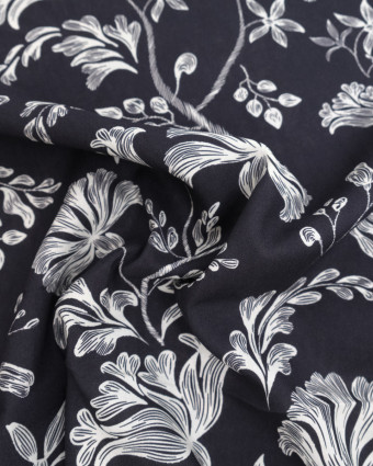 Popeline de Viscose Imprimée Victoire Noir Blanc - Mercerine