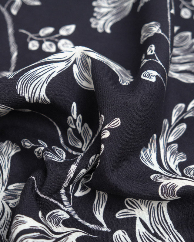 Popeline de Viscose Imprimée Victoire Noir Blanc - Mercerine