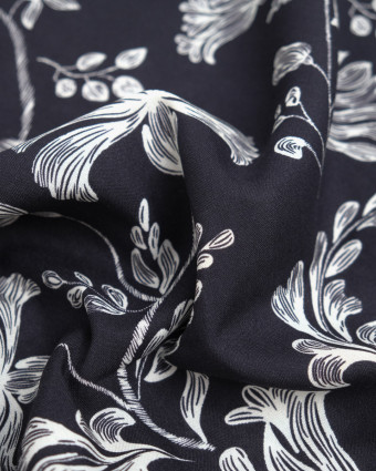 Popeline de Viscose Imprimée Victoire Noir Blanc - Mercerine