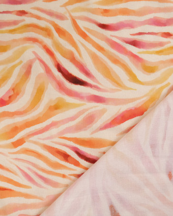 Popeline de Viscose Imprimée Zebra Rose Orange - Mercerine