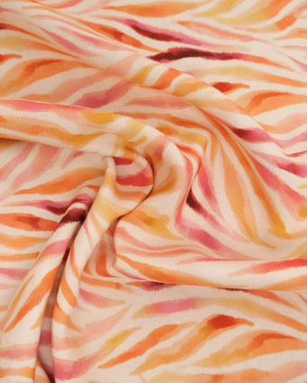 Popeline de Viscose Imprimée Zebra Rose Orange - Mercerine