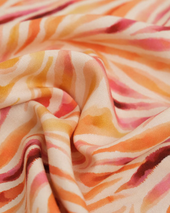 Popeline de Viscose Imprimée Zebra Rose Orange - Mercerine