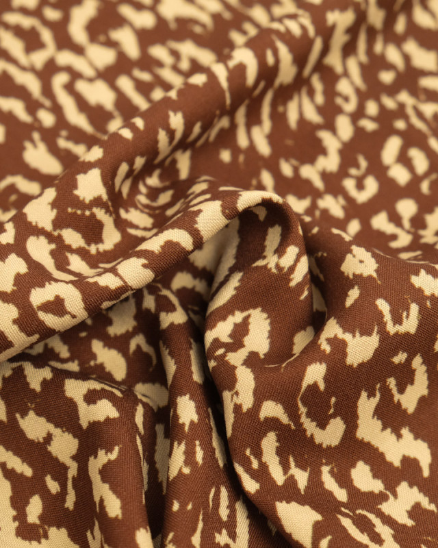 Popeline de Viscose Imprimée Léopard Cacao - Mercerine