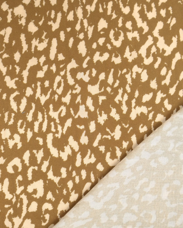 Popeline de Viscose Imprimée Léopard Coffee - Mercerine