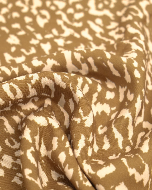 Popeline de Viscose Imprimée Léopard Coffee - Mercerine