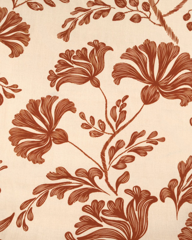 Popeline de Viscose Imprimée Victoire Cacao Beige - Mercerine