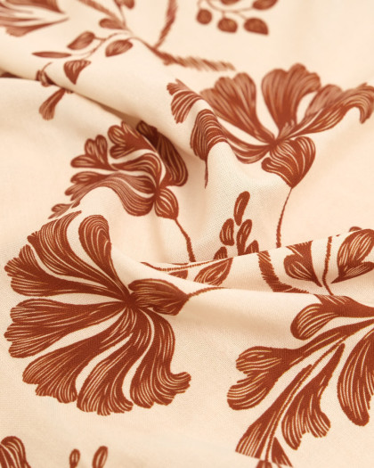 Popeline de Viscose Imprimée Victoire Cacao Beige - Mercerine