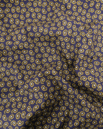 Popeline de Coton Imprimée Paisley Bleu Marine - Mercerine