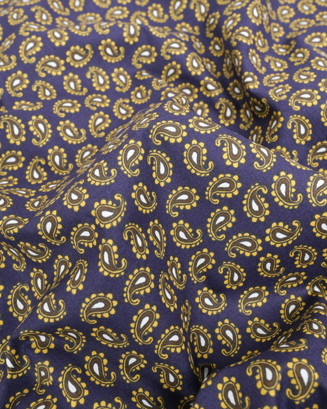 Popeline de Coton Imprimée Paisley Bleu Marine - Mercerine