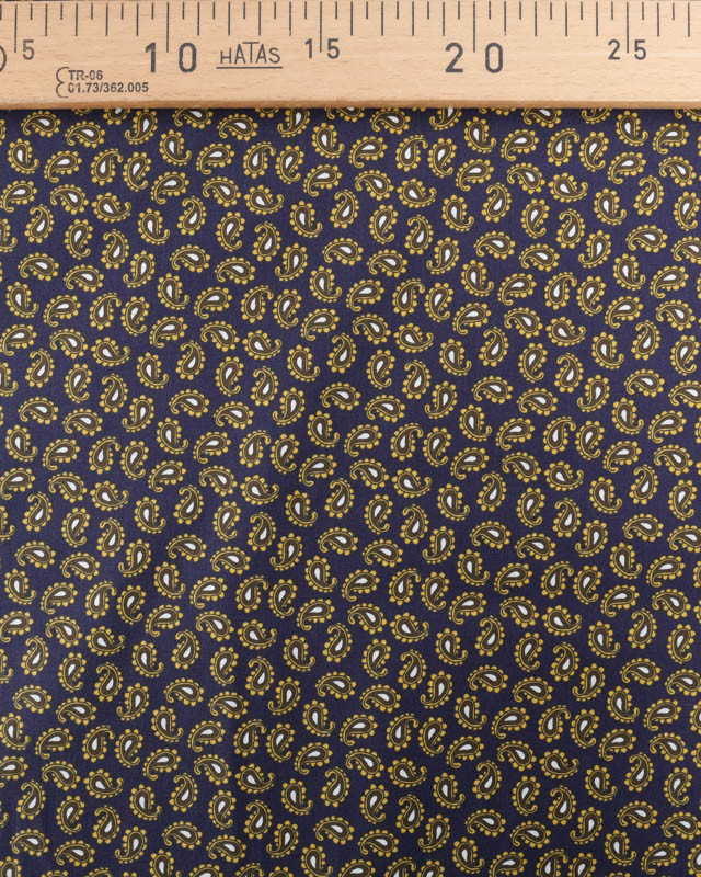 Popeline de Coton Imprimée Paisley Bleu Marine - Mercerine