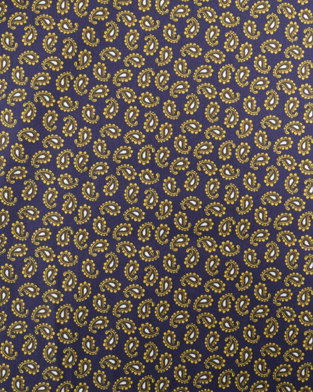 Popeline de Coton Imprimée Paisley Bleu Marine - Mercerine