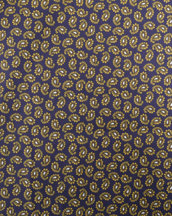 Popeline de Coton Imprimée Paisley Bleu Marine - Mercerine