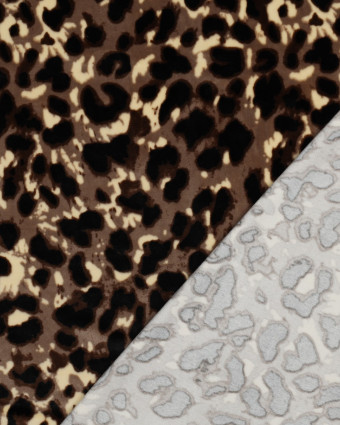 Tissu Velours Minky Motif Léopard Fond Taupe - Mercerine