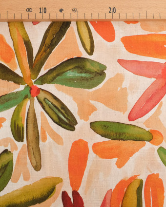 Viscose Lin Imprimé Tela Vert Orange - Mercerine