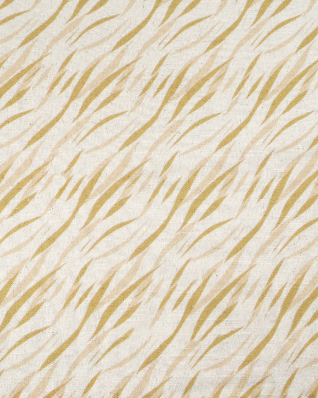 Viscose Lin Imprimé Indiana Vert Beige - Mercerine