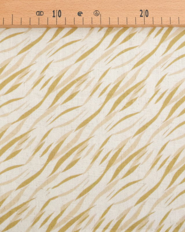 Viscose Lin Imprimé Indiana Vert Beige - Mercerine