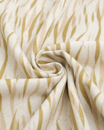Viscose Lin Imprimé Indiana Vert Beige - Mercerine