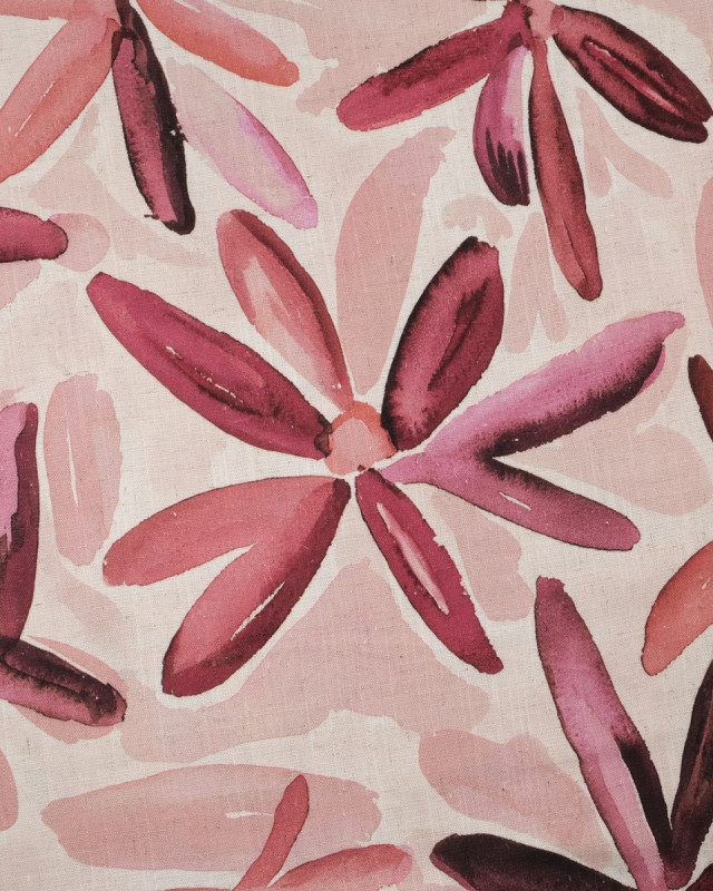 Viscose Lin Imprimé Tela Rose Violet - Mercerine