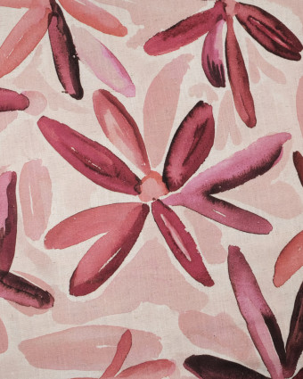 Viscose Lin Imprimé Tela Rose Violet - Mercerine