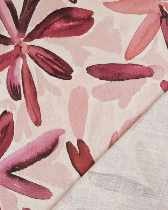 Viscose Lin Imprimé Tela Rose Violet - Mercerine