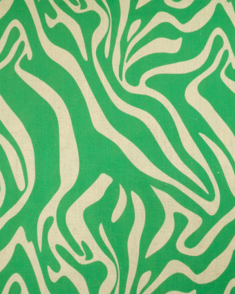 Viscose Lin Imprimé Flow Vert Naturel - Mercerine