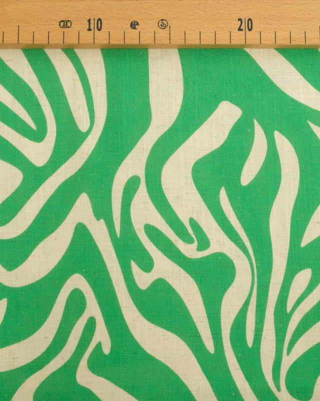 Viscose Lin Imprimé Flow Vert Naturel - Mercerine