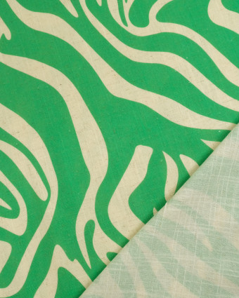 Viscose Lin Imprimé Flow Vert Naturel - Mercerine
