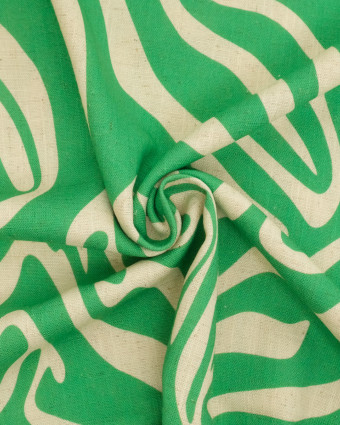 Viscose Lin Imprimé Flow Vert Naturel - Mercerine