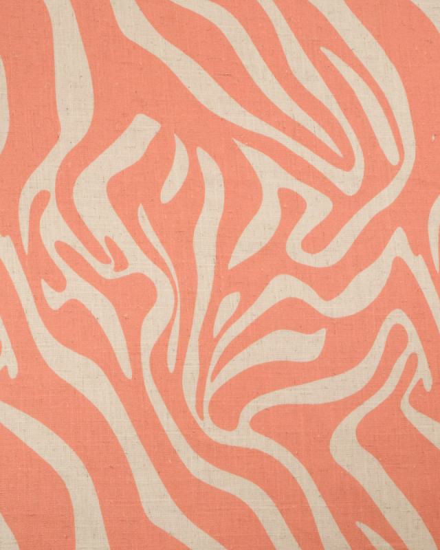 Viscose Lin Imprimé Flow Rose Naturel - Mercerine
