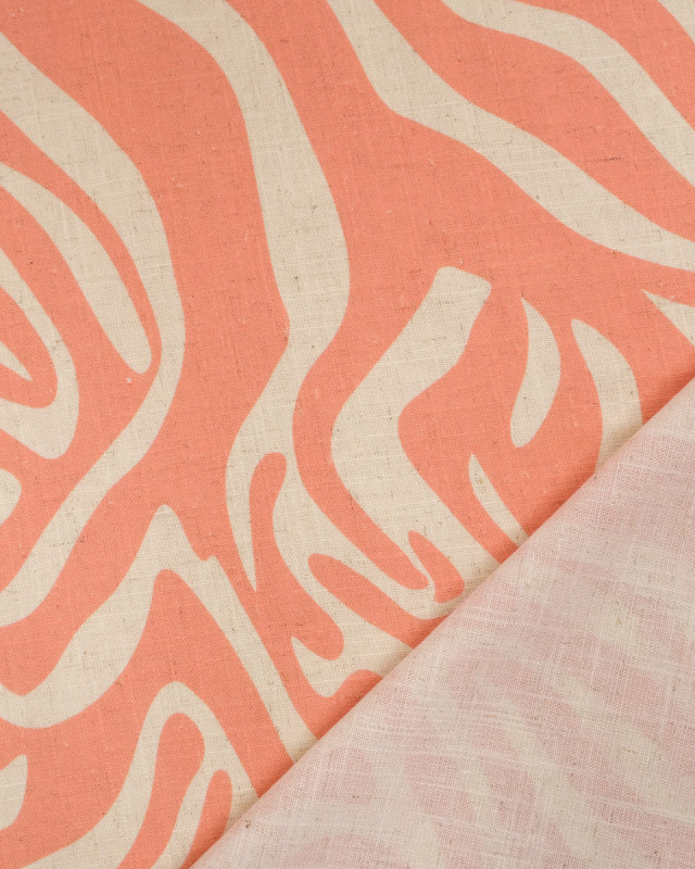 Viscose Lin Imprimé Flow Rose Naturel - Mercerine