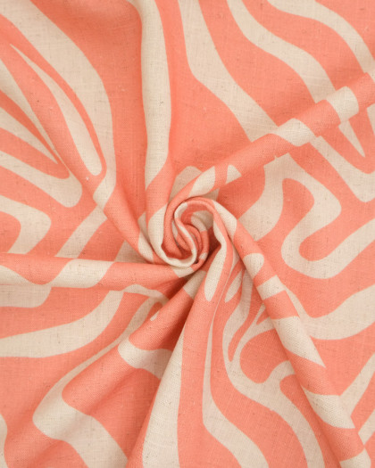 Viscose Lin Imprimé Flow Rose Naturel - Mercerine