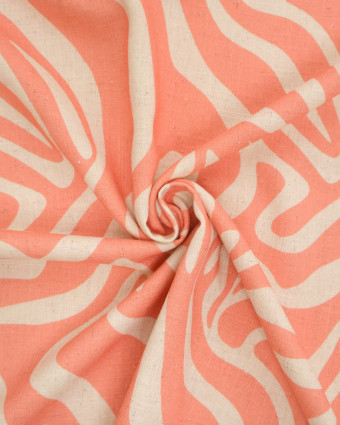 Viscose Lin Imprimé Flow Rose Naturel - Mercerine
