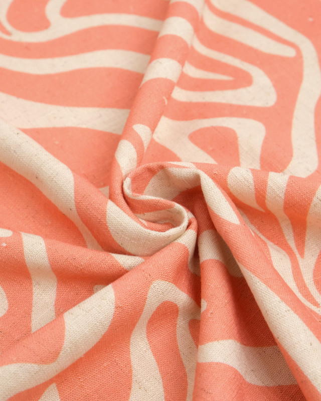 Viscose Lin Imprimé Flow Rose Naturel - Mercerine